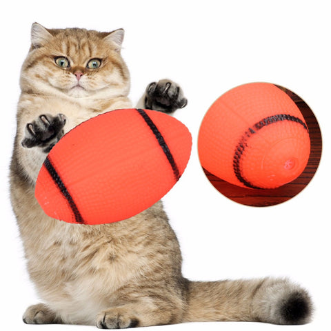 Pet Dog Squeaky Toys Soft Rubber Squeaker Rugby Ball Chewing Toy Funny Gift For Cat Dog Pet Supplies